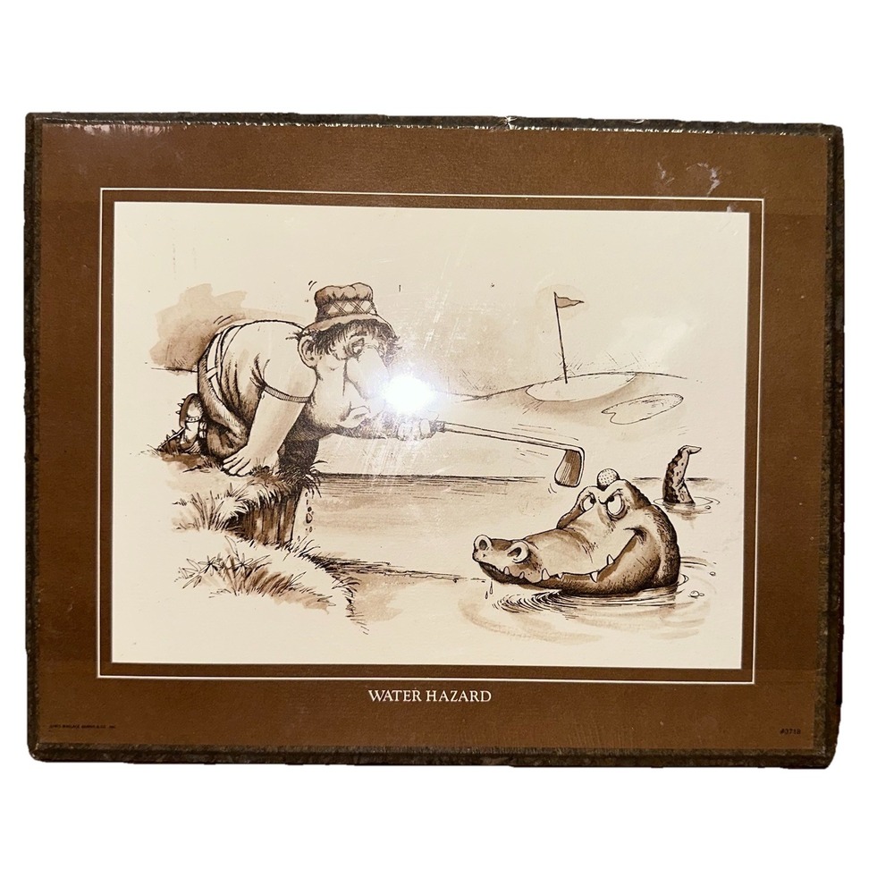1975 Wallace Berrie Gary Patterson Drawing "Water Hazard" Golf Humor New Sealed